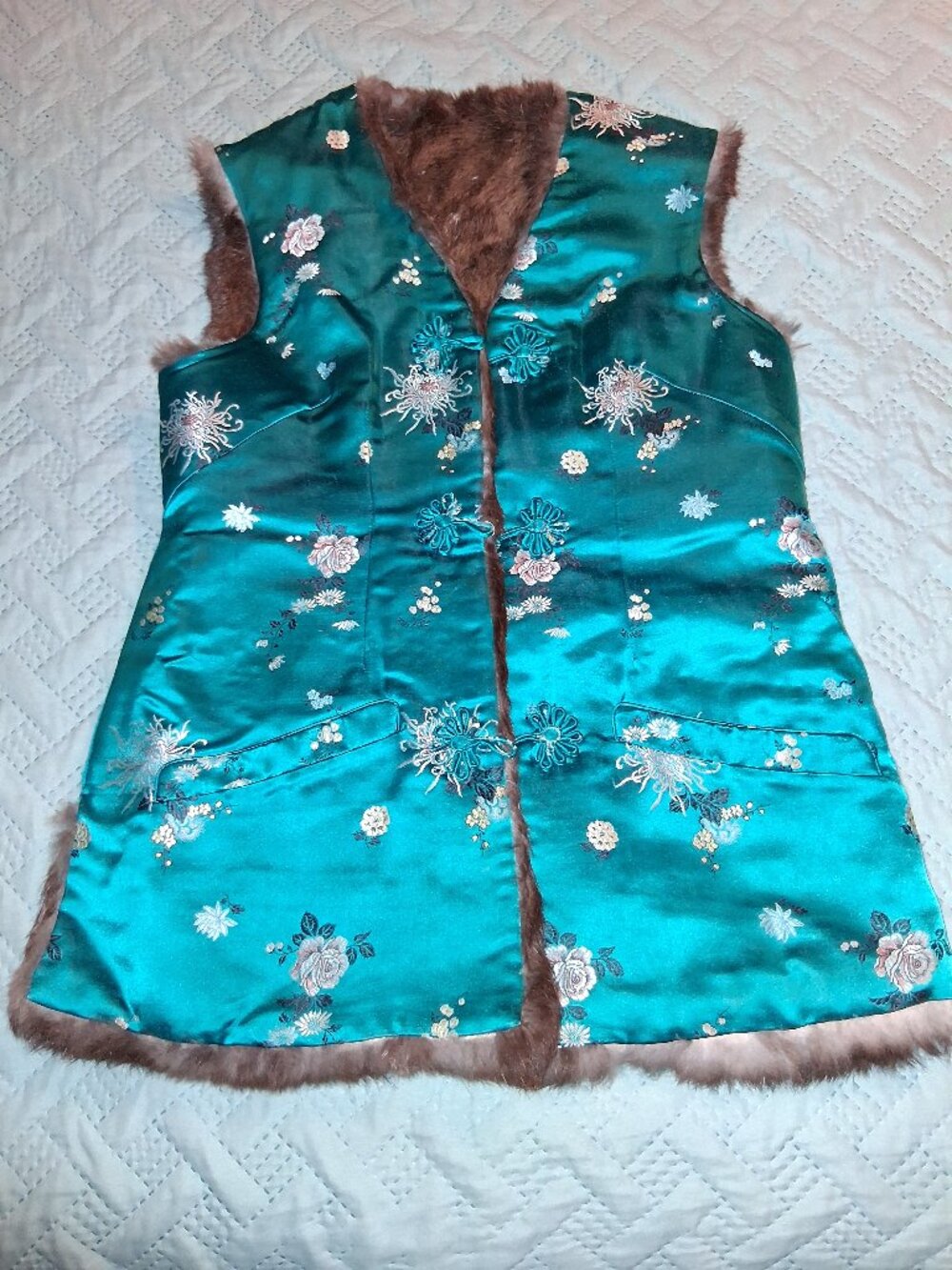 Vintage Reversible Silk & Rabbit Fur Vest